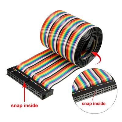 Harfington Uxcell IDC Rainbow Wire Flat Ribbon Cable 40 Pins 128cm Length 2.54mm Pitch Type-B