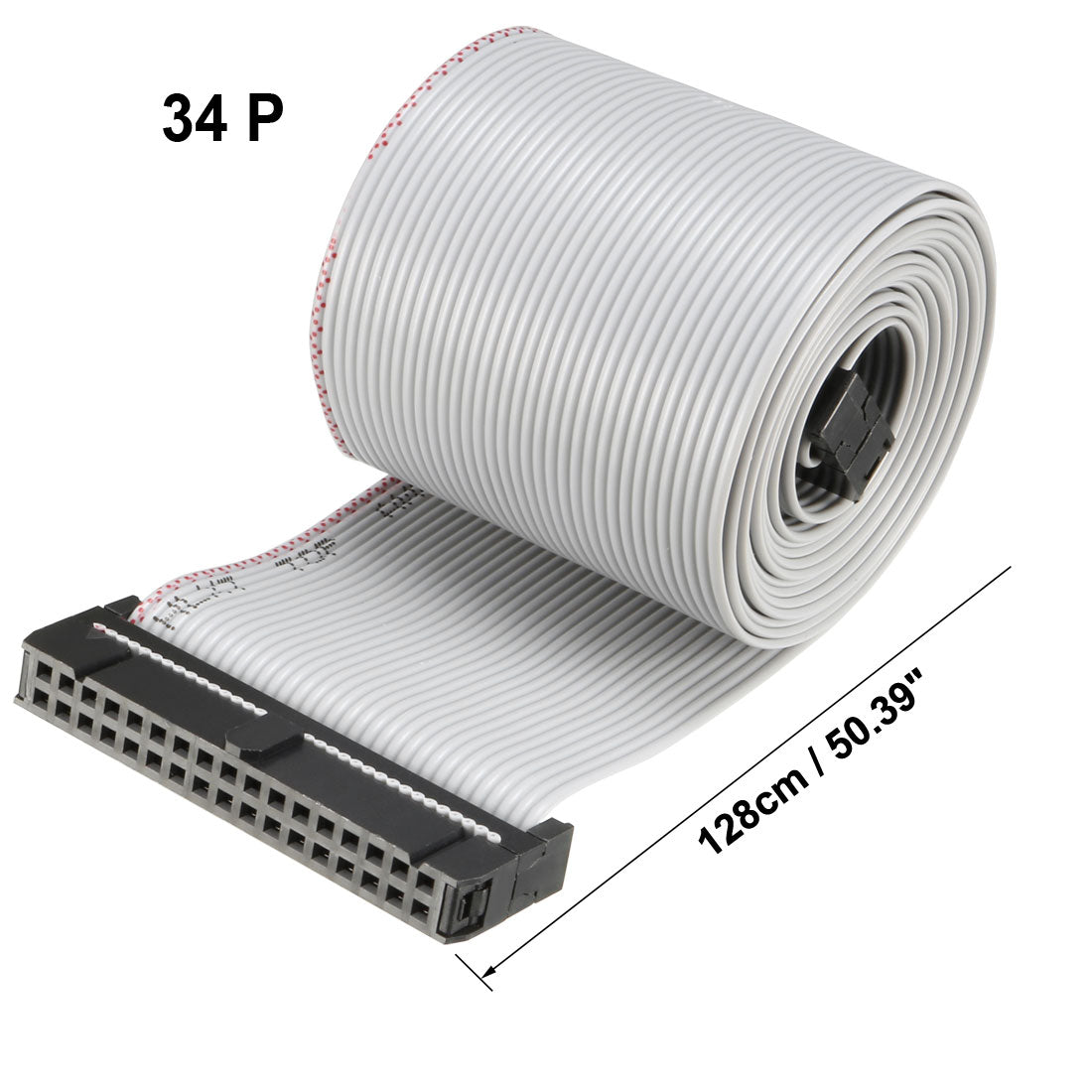 uxcell Uxcell IDC Gray Wire Flat Ribbon Cable 34 Pins 128cm Length 2.54mm Pitch Type-B