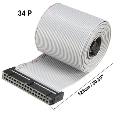 Harfington Uxcell IDC Gray Wire Flat Ribbon Cable 34 Pins 128cm Length 2.54mm Pitch Type-B