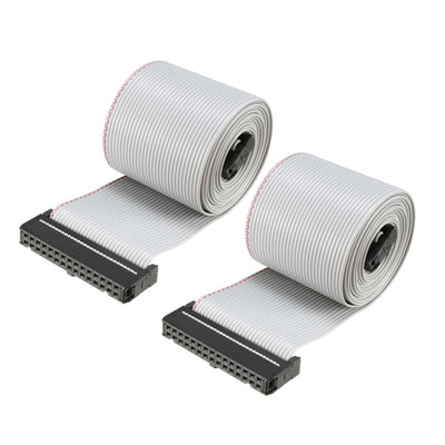 uxcell Uxcell IDC Gray Wire Flat Ribbon Cable 30 Pins 128cm Length 2.54mm Pitch 2pcs Type-C