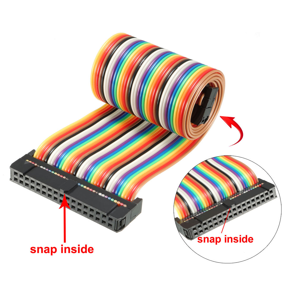 uxcell Uxcell IDC Rainbow Wire Flat Ribbon Cable 34 Pins 43cm Length 2.54mm Pitch Type-B