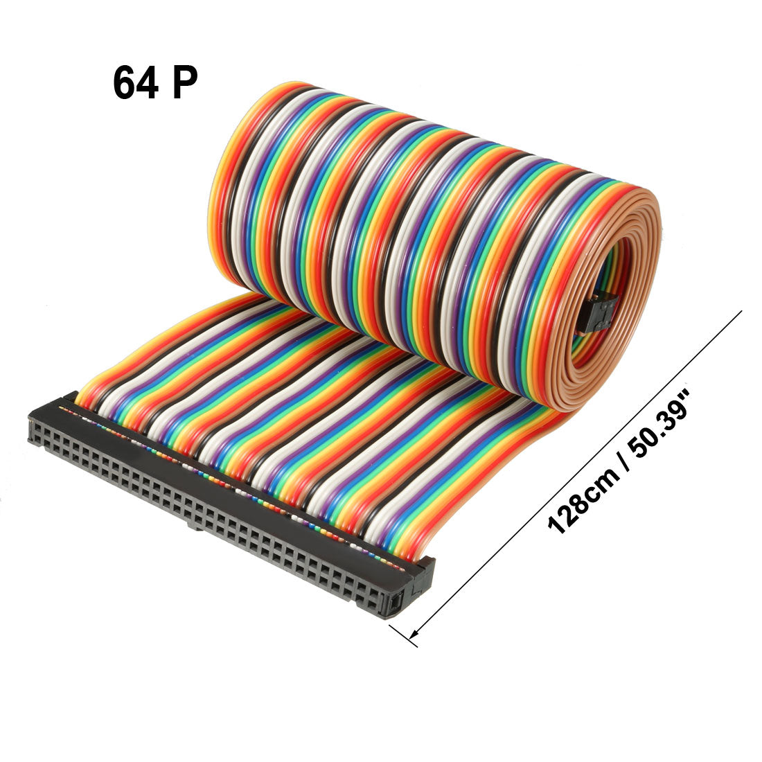 uxcell Uxcell IDC Rainbow Wire Flat Ribbon Cable 64 Pins 128cm Length 2.54mm Pitch Type-C