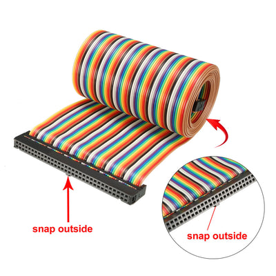 Harfington Uxcell IDC Rainbow Wire Flat Ribbon Cable 64 Pins 128cm Length 2.54mm Pitch Type-C