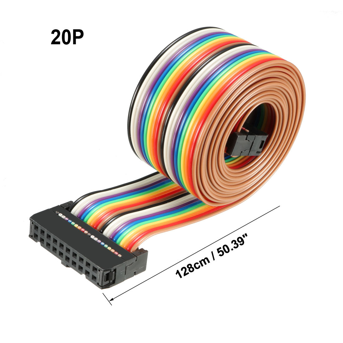 uxcell Uxcell IDC Rainbow Wire Flat Ribbon Cable 20 Pins 128cm Length 2.54mm Pitch Type-C