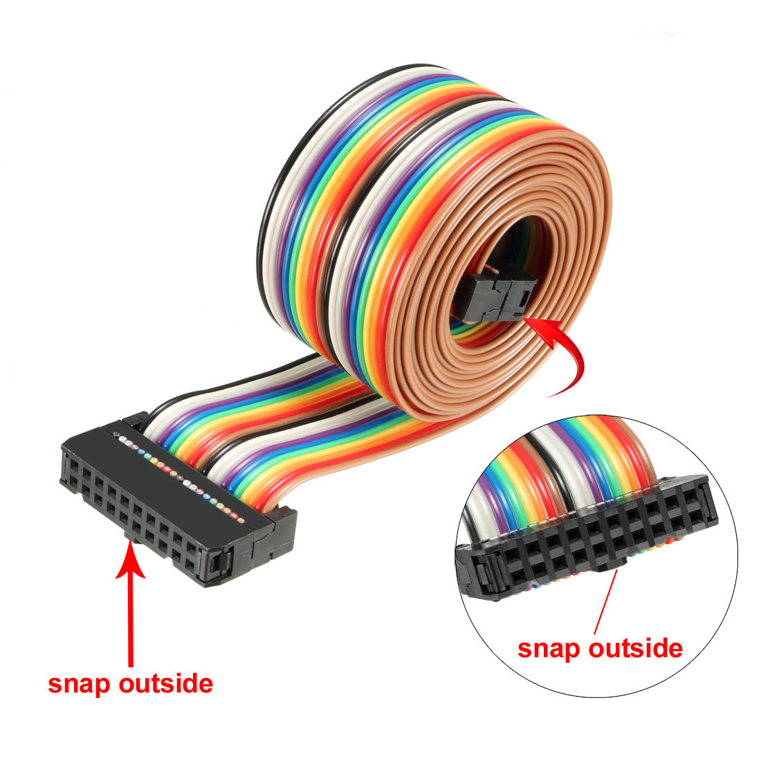 uxcell Uxcell IDC Rainbow Wire Flat Ribbon Cable 20 Pins 128cm Length 2.54mm Pitch Type-C