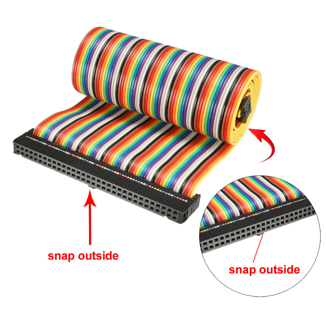 uxcell Uxcell IDC Rainbow Wire Flat Ribbon Cable 64 Pins 66cm Length 2.54mm Pitch Type-C