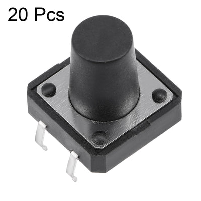 Harfington Uxcell 20Pcs 12x12x12mm Panel Mini/Micro/Small PCB Momentary Tactile Tact Push Button Switch DIP