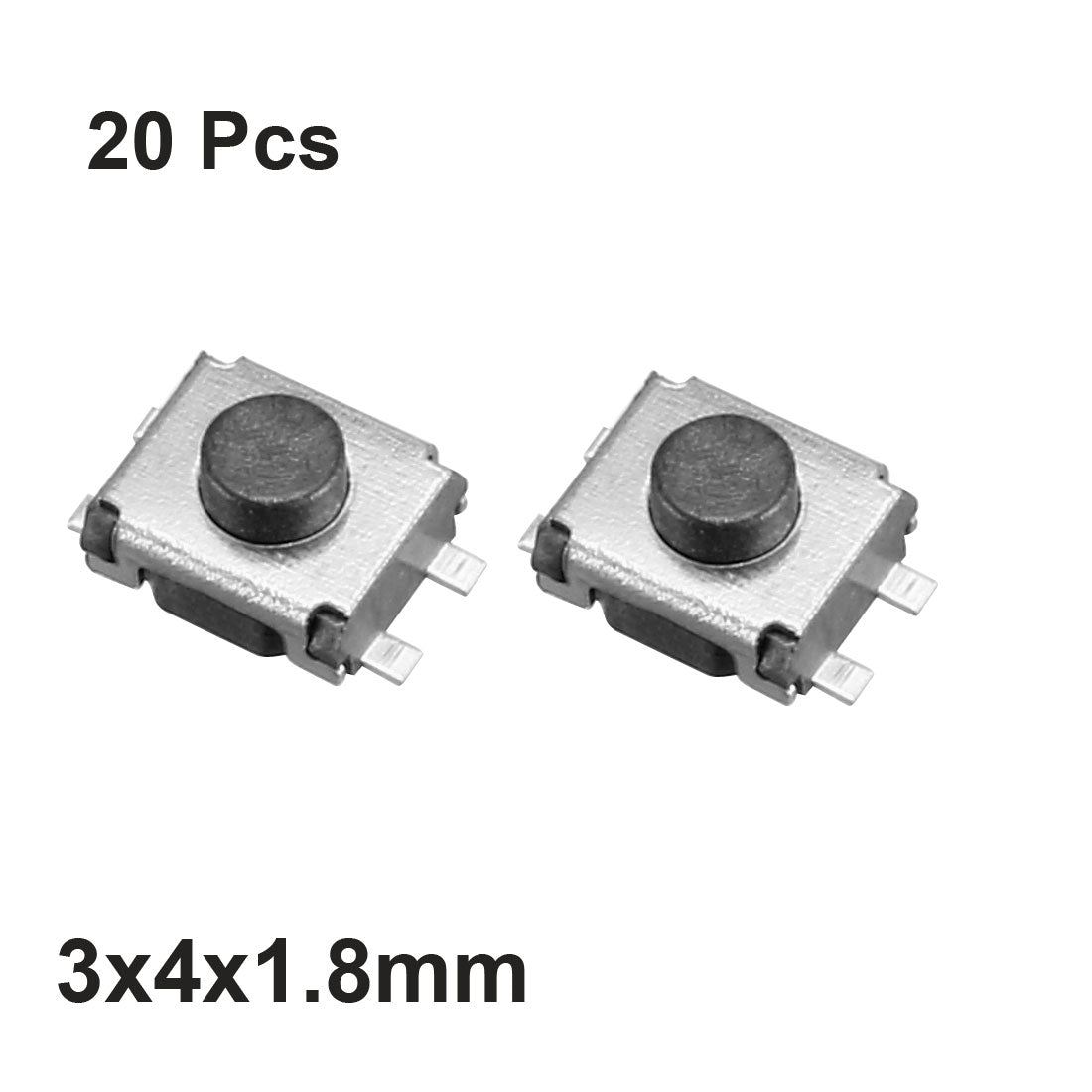 uxcell Uxcell 3x4x1.8mm Momentary Panel PCB Surface Mounted Devices SMT Mount 4 Pins Push Button SPST Tactile Tact Switch 20PCS