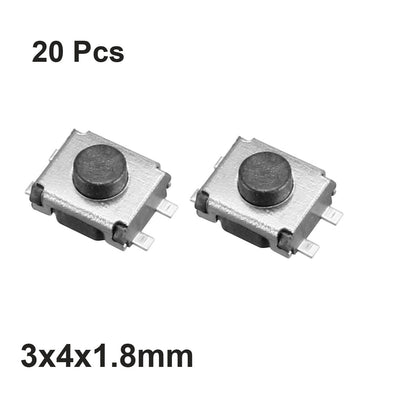 Harfington Uxcell 3x4x1.8mm Momentary Panel PCB Surface Mounted Devices SMT Mount 4 Pins Push Button SPST Tactile Tact Switch 20PCS