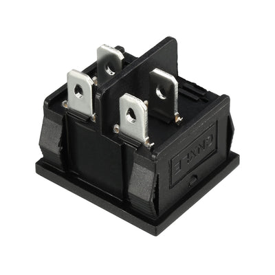 Harfington Uxcell AC 250V/15A 250V/6A SPDT 4Terminal 2 Position On/Off Boat Rocker Switch Black 21x24MM