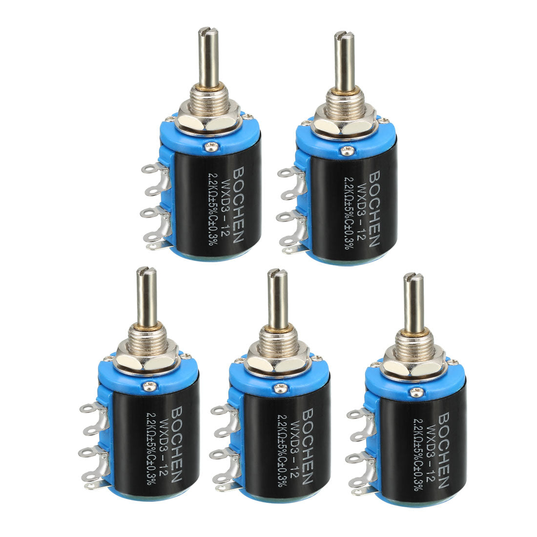 uxcell Uxcell 2.2K Ohm Adjustable Resistors Wire Wound Multi Turn Precision Potentiometer Pots 5pcs