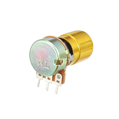 Harfington Uxcell WH148 20K Ohm Variable Resistors Single Turn Rotary Carbon Film Taper Potentiometer W Knobs 20pcs