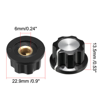 Harfington Uxcell 22.9x13.5mm Silver Tone Top Potentiometer Volume Control Rotary Knobs 6mm Shaft Hole