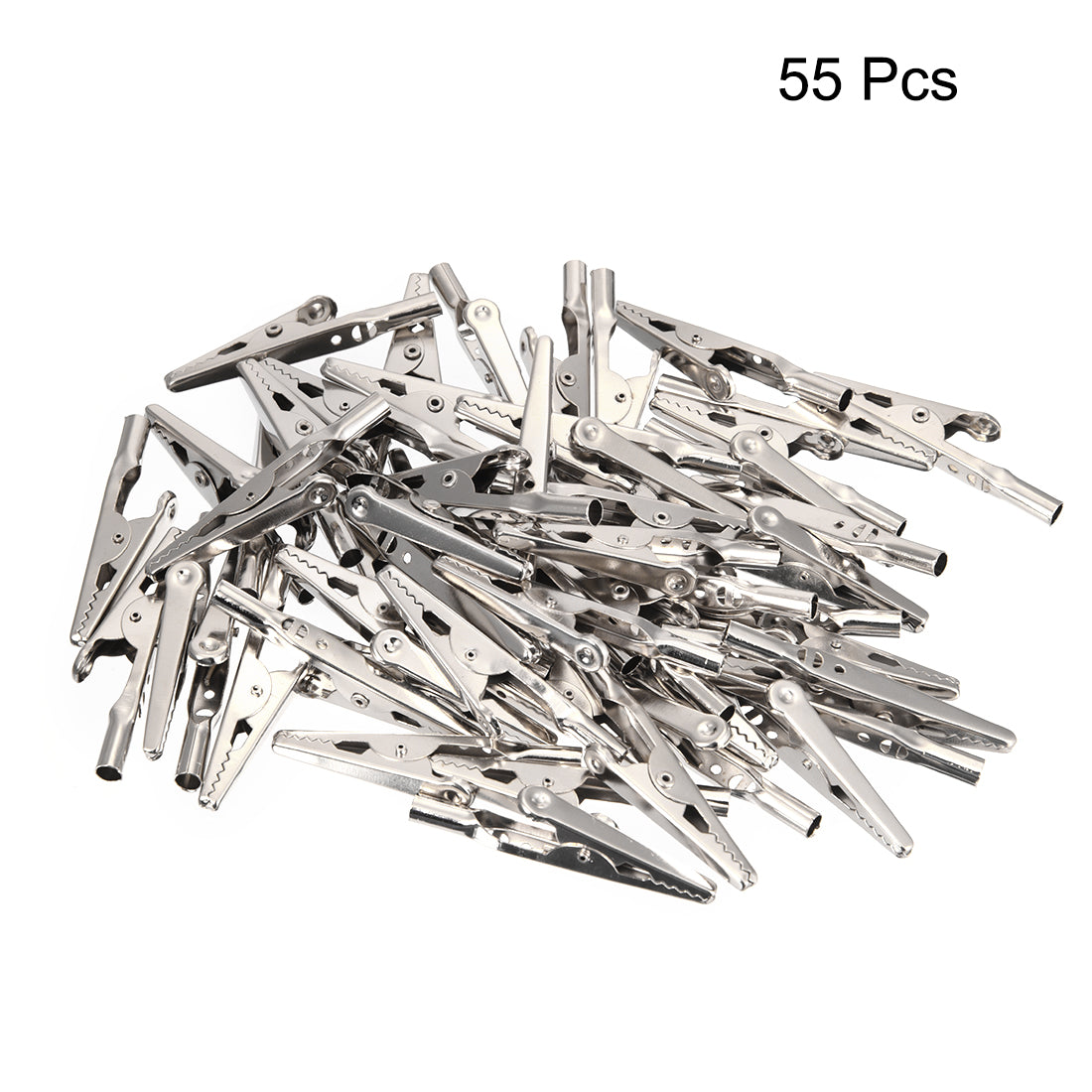 uxcell Uxcell 55 Pcs 10A Nickel Coated Crocodile Alligator Test Clips Clamps Silver