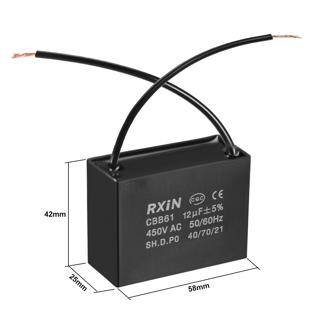 uxcell Uxcell CBB61 Betriebskondensator 450V AC 12uF 2 Kabel Metallisiert für Deckenventilator de