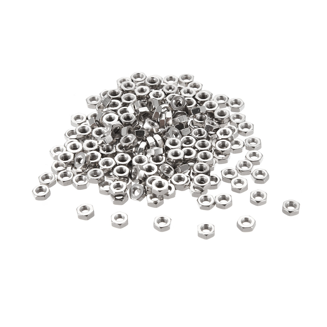 uxcell Uxcell M3 Nickel Plating Metric Carbon Steel Hexagon Hex Nut Silver Tone 200pcs