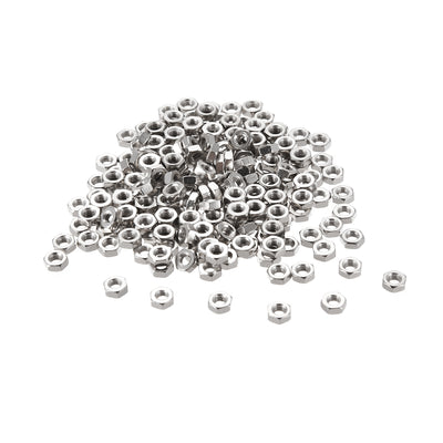 Harfington Uxcell M3 Nickel Plating Metric Carbon Steel Hexagon Hex Nut Silver Tone 200pcs