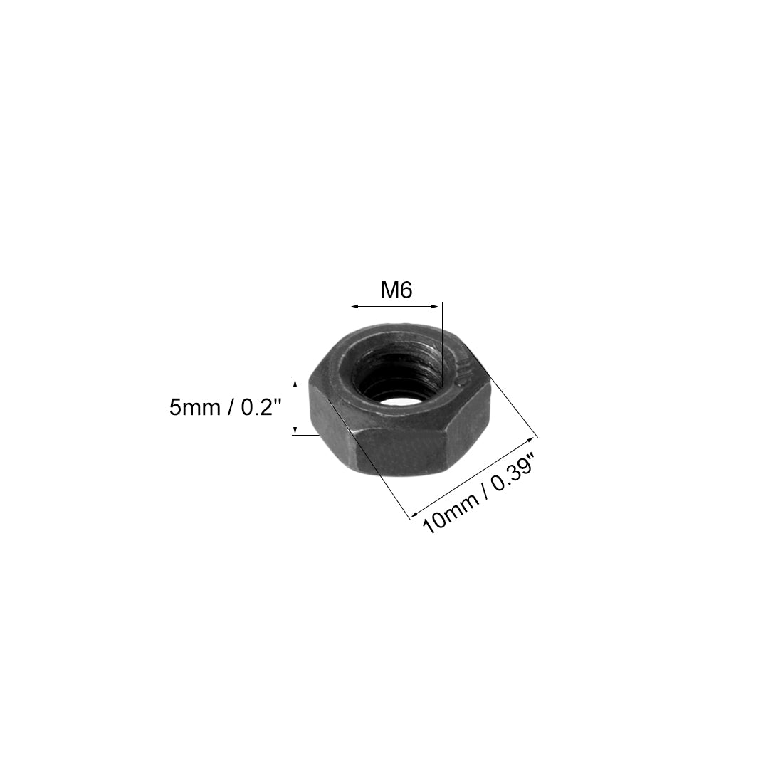 uxcell Uxcell M6 Metric Carbon Steel Grade 8.8 Hexagon Hex Nut Black 50pcs