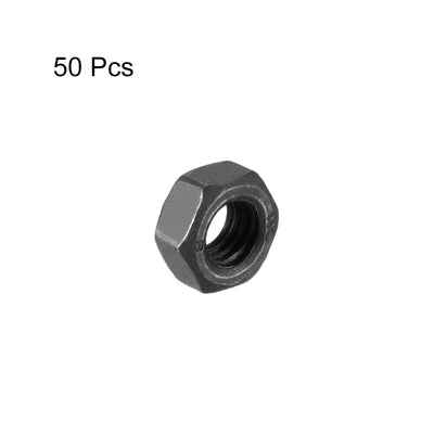 Harfington Uxcell M6 Metric Carbon Steel Grade 8.8 Hexagon Hex Nut Black 50pcs