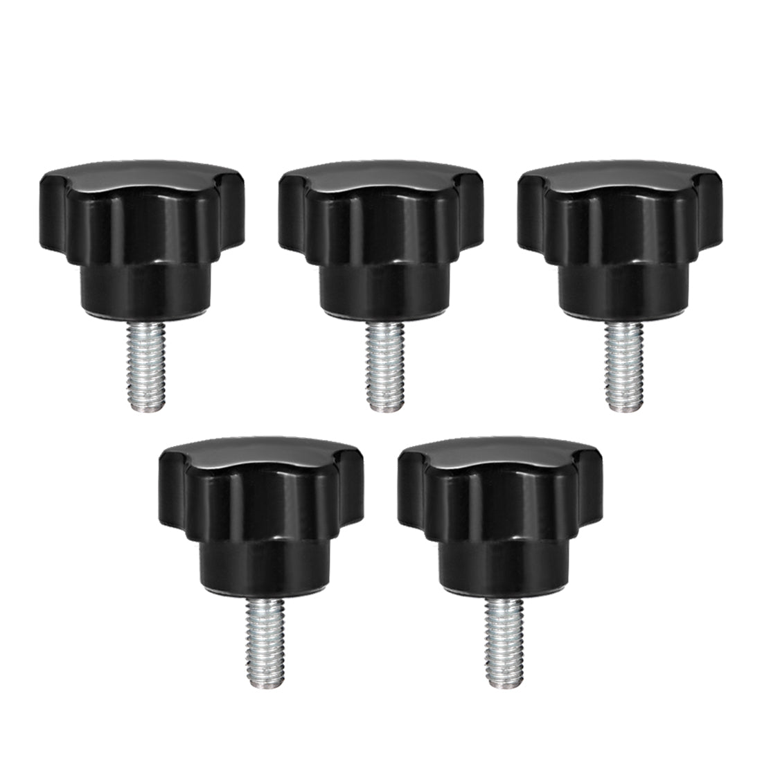 uxcell Uxcell 5Pcs Star Knob Grip Male Thread  Steel Zinc Stud Black PP