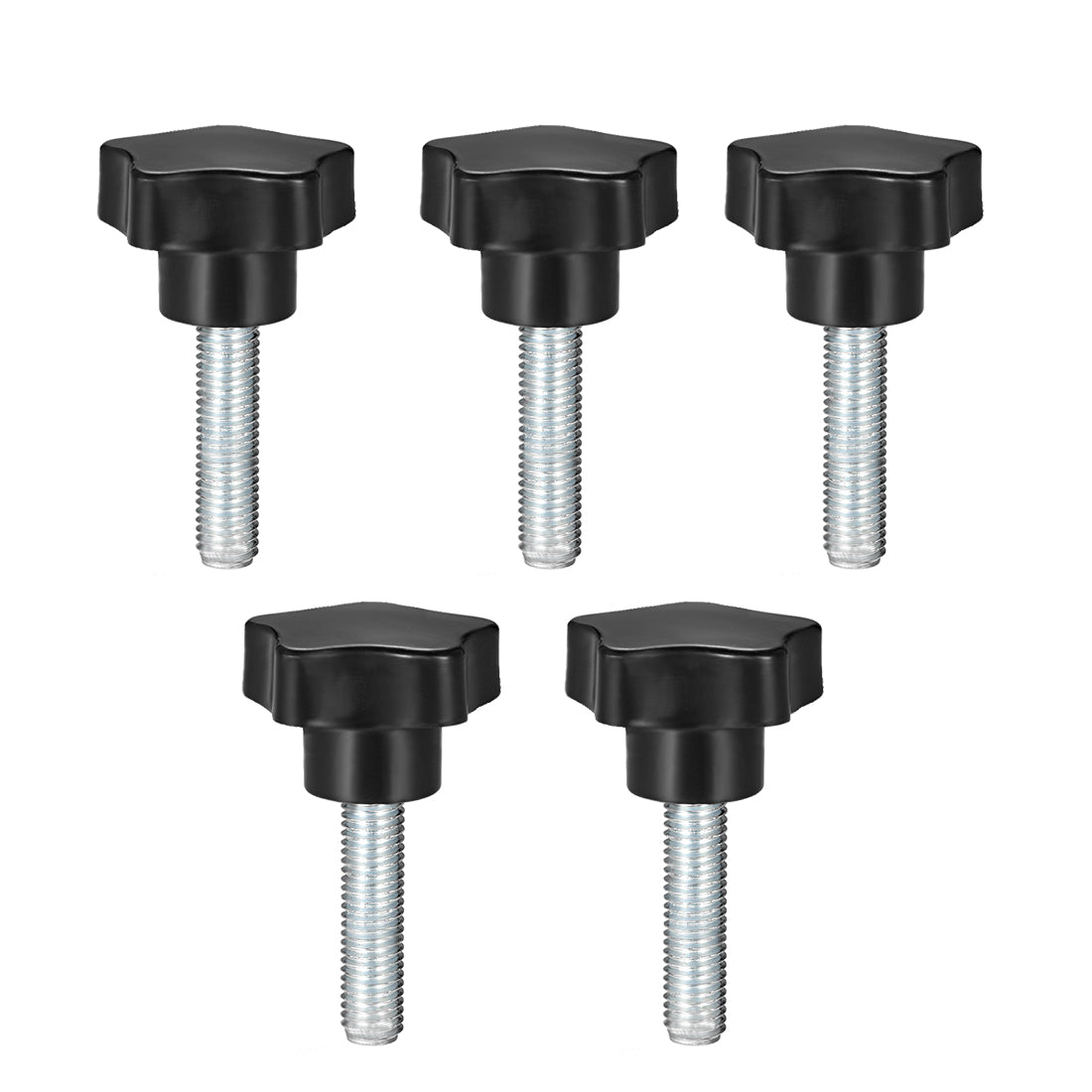 uxcell Uxcell 5Pcs Star Knob Grip Male Thread  Steel Zinc Stud Black PP