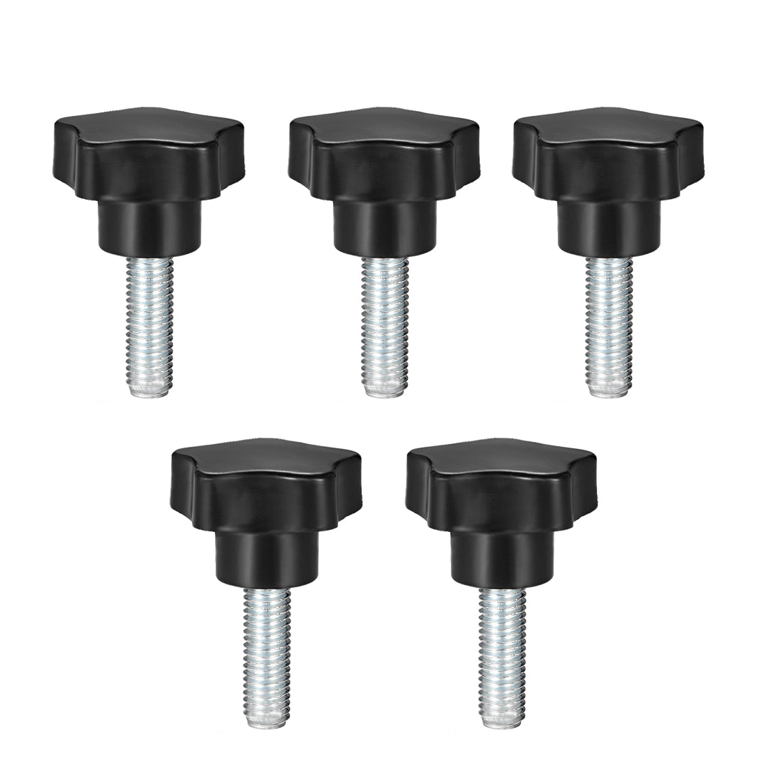 uxcell Uxcell 5Pcs Star Knob Grip Male Thread  Steel Zinc Stud Black PP