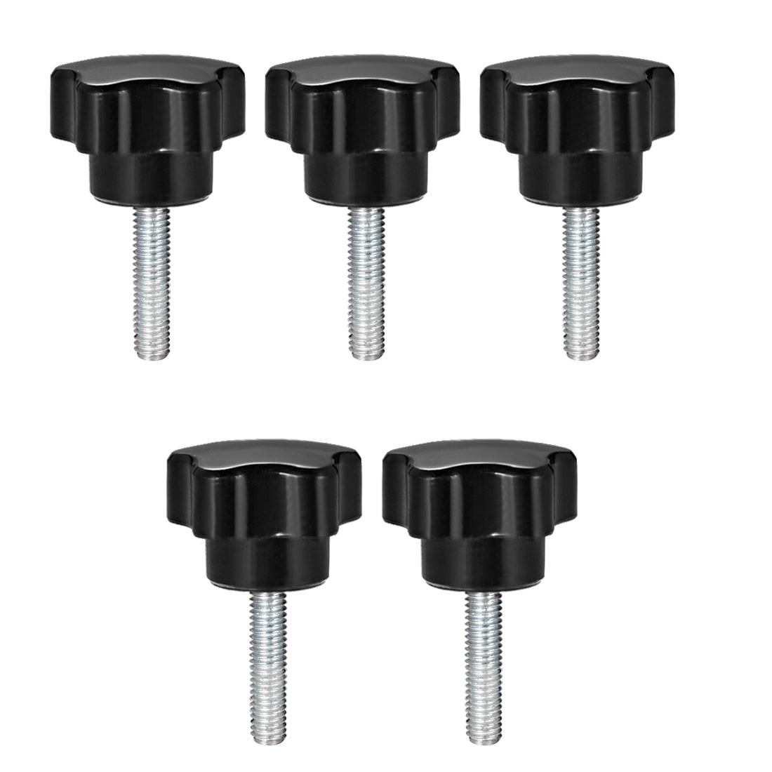 uxcell Uxcell 5Pcs Star Knob Grip Male Thread  Steel Zinc Stud Black PP