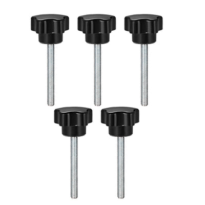 Harfington Uxcell 5 Pcs Star Knobs Grips M10 x 30mm Male Thread  Steel Zinc Stud Black PP