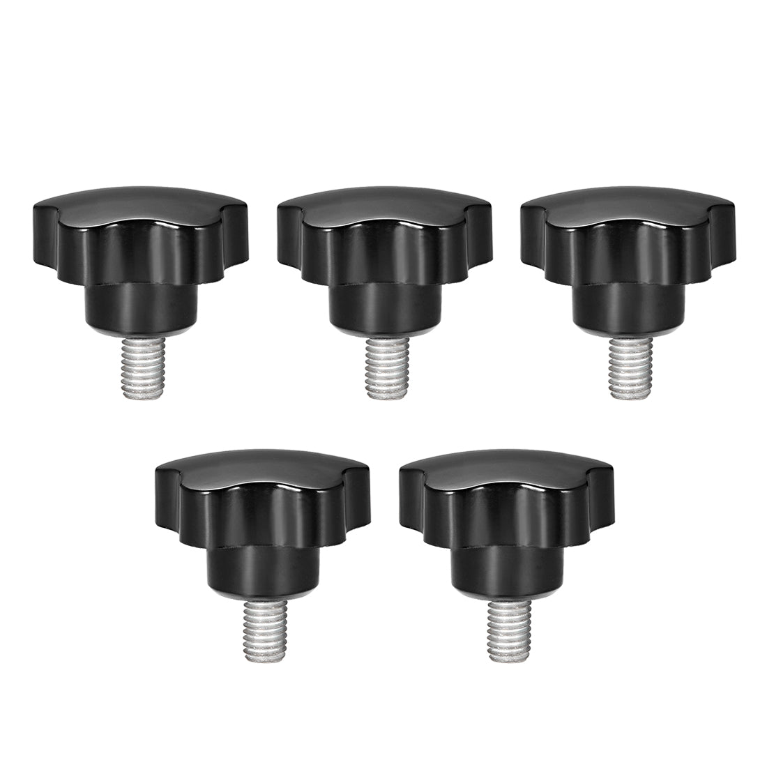 uxcell Uxcell 5Pcs Star Knob Grip Male Thread  Steel Zinc Stud Black PP