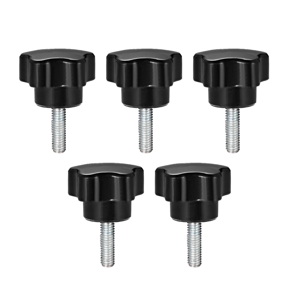 uxcell Uxcell 5Pcs Star Knob Grip Male Thread  Steel Zinc Stud Black PP