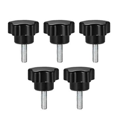 Harfington Uxcell 5Pcs Star Knob Grip Male Thread  Steel Zinc Stud Black PP