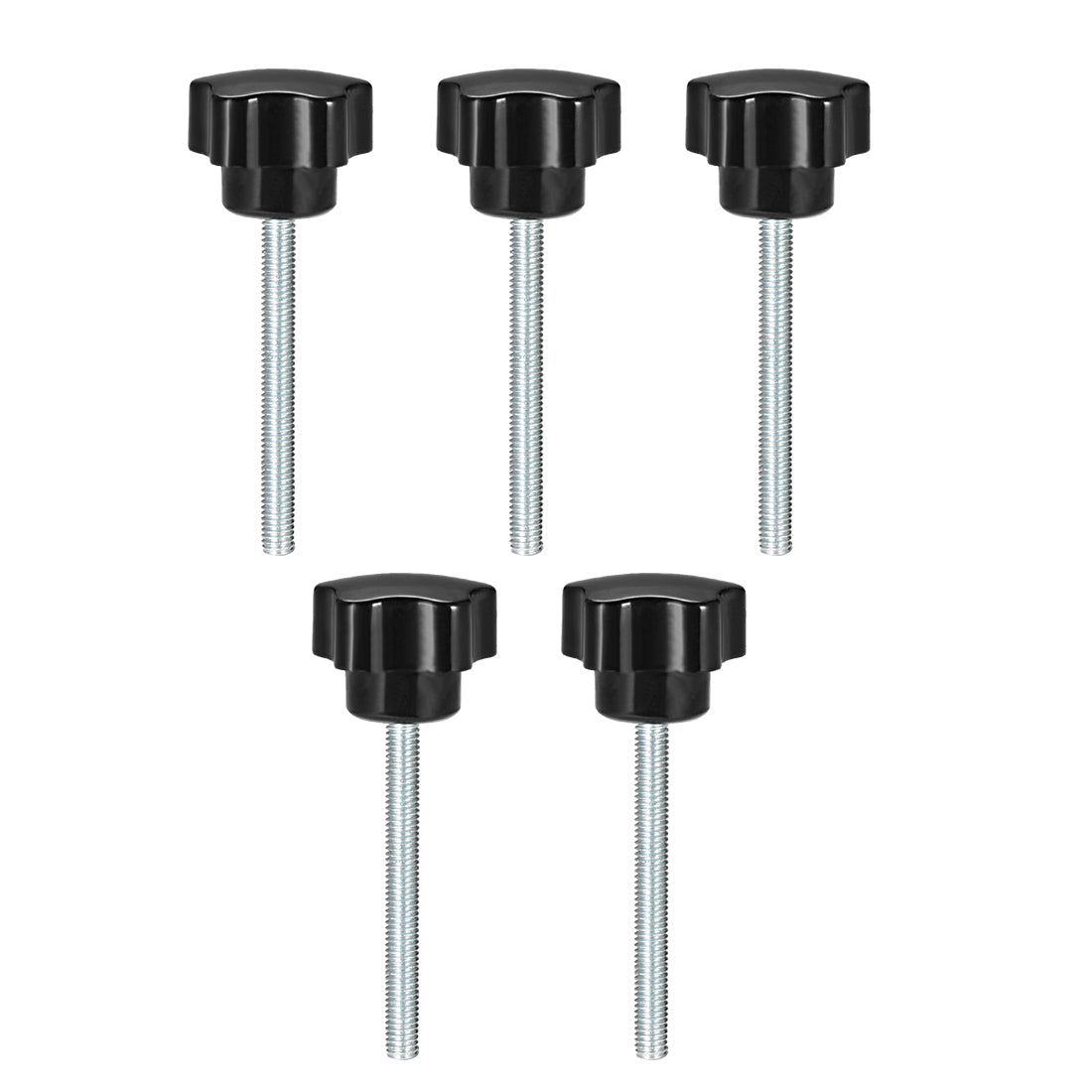 uxcell Uxcell 5Pcs Star Knob Grip Male Thread  Steel Zinc Stud Black PP