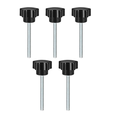 Harfington Uxcell 5Pcs Star Knob Grip Male Thread  Steel Zinc Stud Black PP