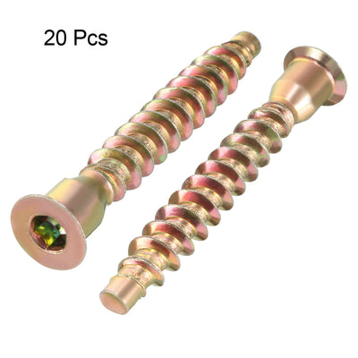 Harfington Uxcell Furniture Confirmat Screw 7x49mm Hex Socket Wood Screws Bronze Tone 20pcs