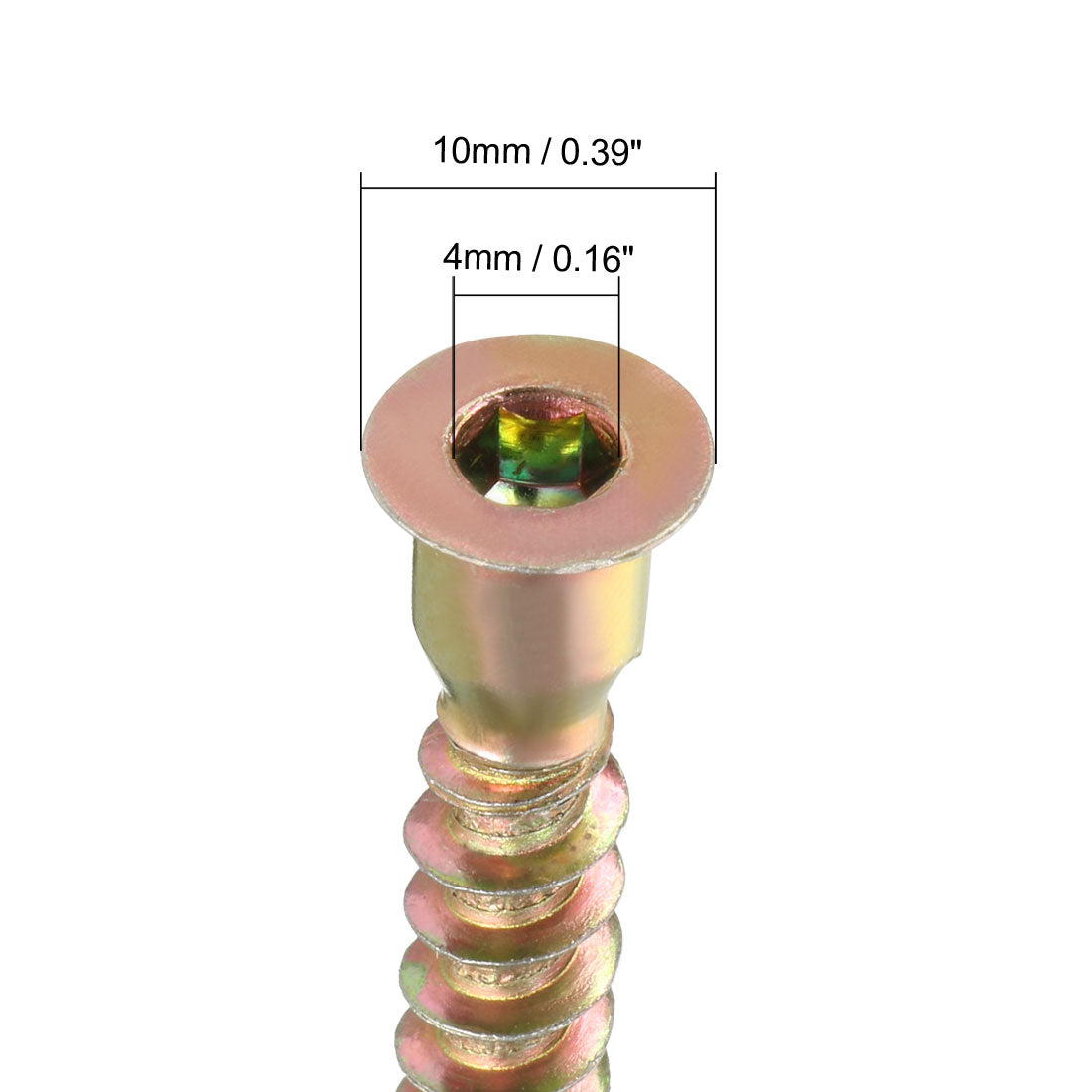 uxcell Uxcell Furniture Confirmat Screw 7x49mm Hex Socket Wood Screws Bronze Tone 20pcs