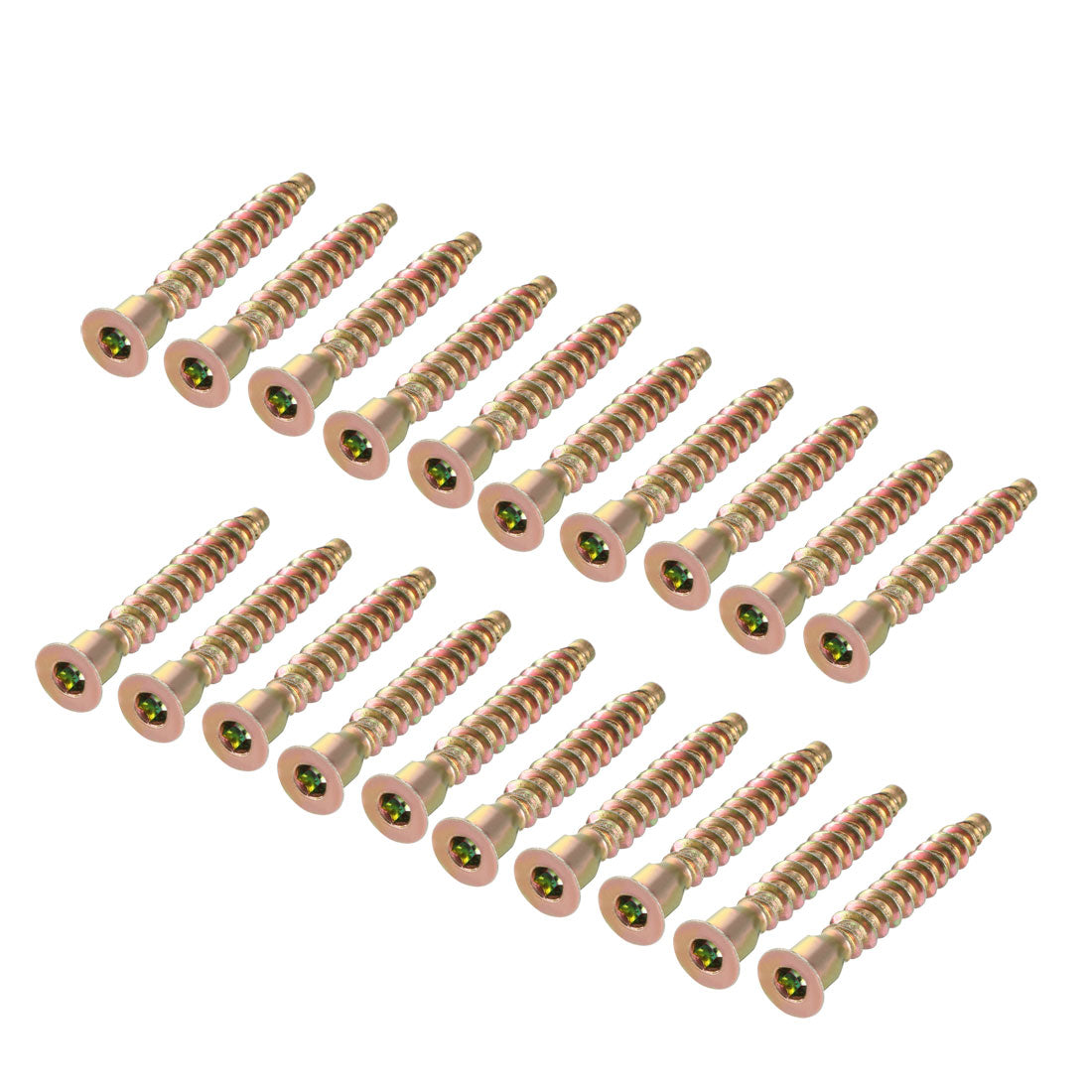 uxcell Uxcell Furniture Confirmat Screw 7x49mm Hex Socket Wood Screws Bronze Tone 20pcs