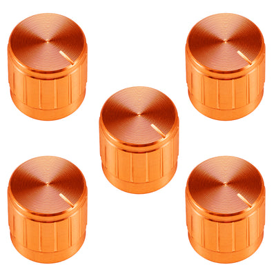 uxcell Uxcell 5Pcs 17x17mm Aluminium Alloy Potentiometer Volume Control Rotary Knob Knurled Shaft Hole Gold Tone