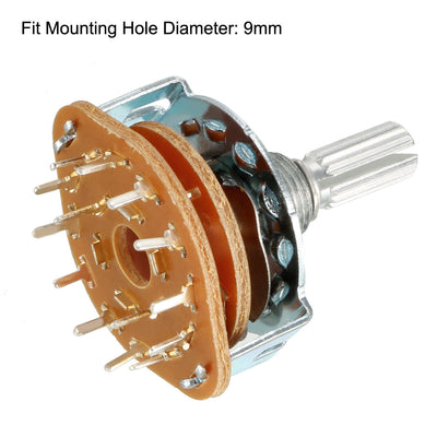 Harfington Uxcell 6mm 2P6T 2 Pole 6 Position Selectable Single Deck Band Channel Rotary Switch Selector