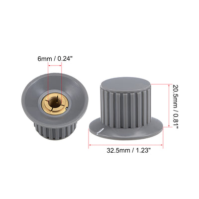 Harfington Uxcell 2Pcs 6mm Insert Shaft 32.5x20.5mm Plastic Potentiometer Rotary Knob Pots Grey