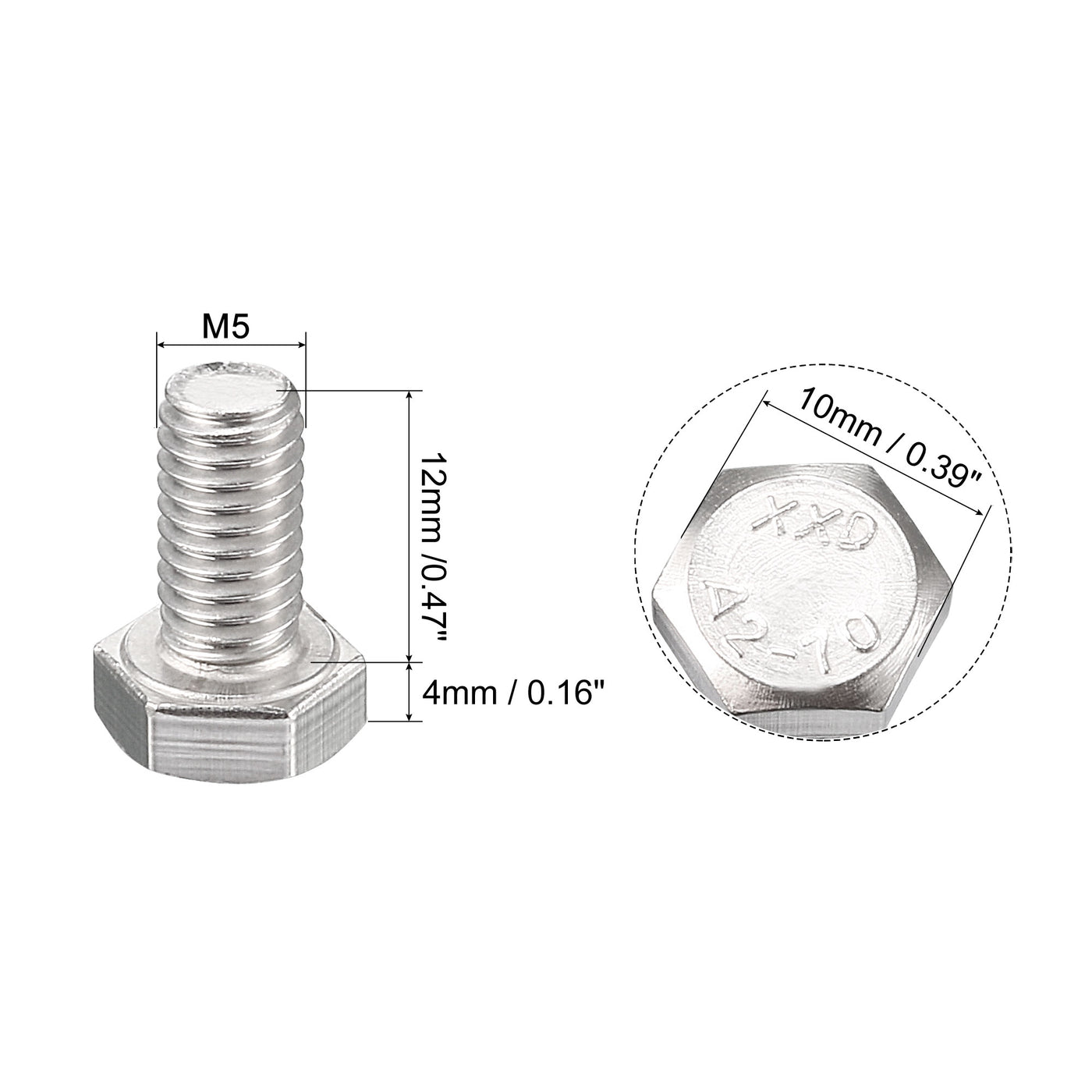 uxcell Uxcell M6x12mm Hex Bolts 304 Stainless Steel Hexagon Screw Bolt 10pcs