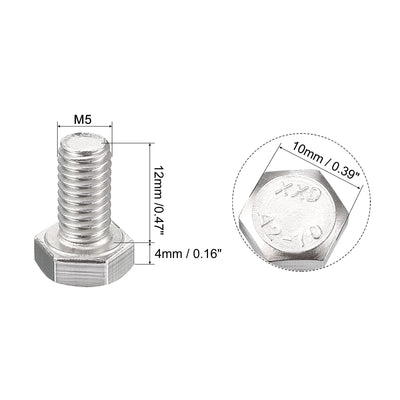 Harfington Uxcell M6x12mm Hex Bolts 304 Stainless Steel Hexagon Screw Bolt 10pcs