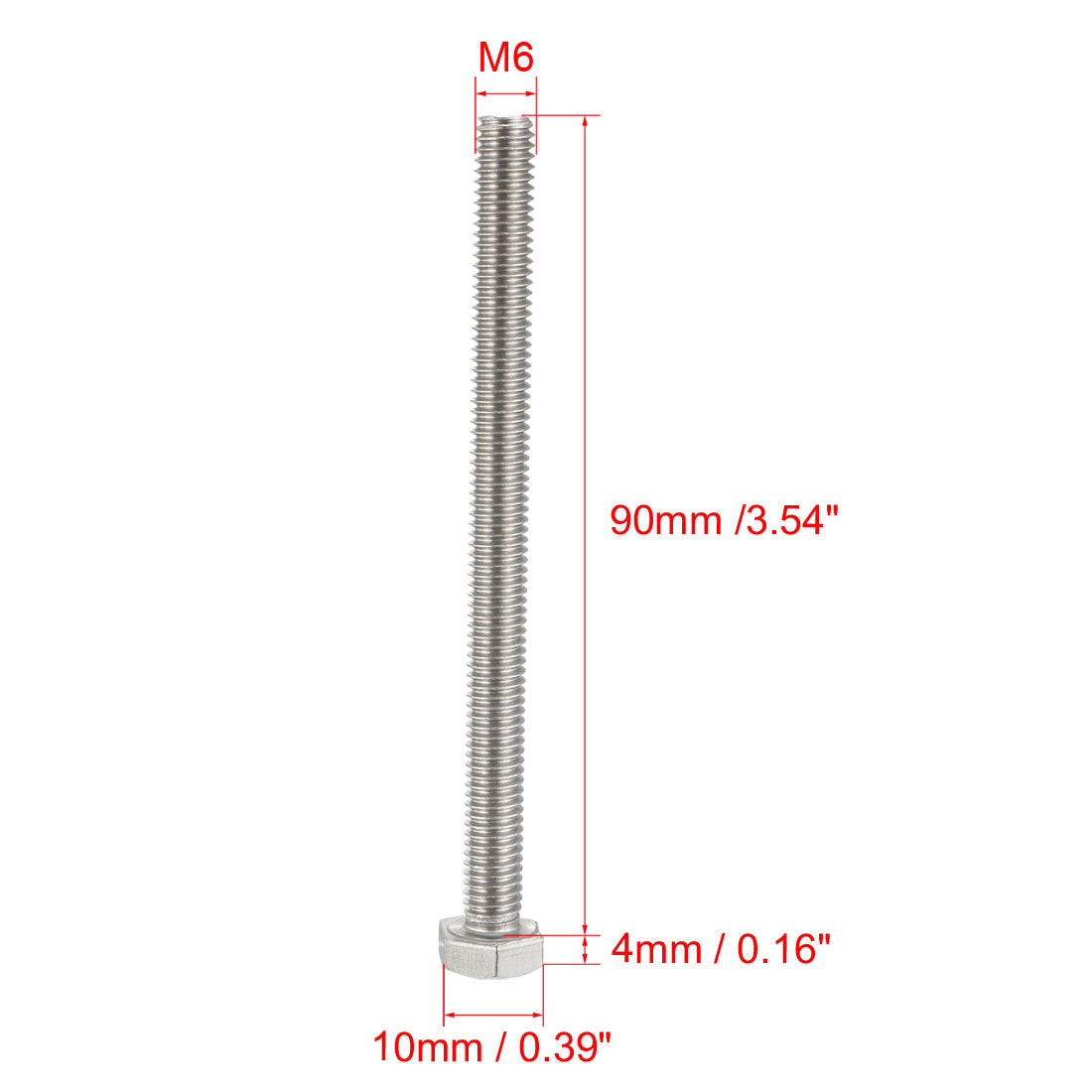 uxcell Uxcell M6x90mm Hex Bolts 304 Stainless Steel Hexagon Screw Bolt 15pcs
