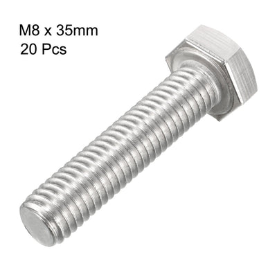 Harfington Uxcell M8x35mm Hex Bolts 304 Stainless Steel Hexagon Screw Bolt 20pcs