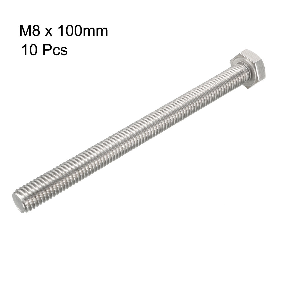 uxcell Uxcell M8x100mm Hex Bolts 304 Stainless Steel Hexagon Screw Bolt 10pcs