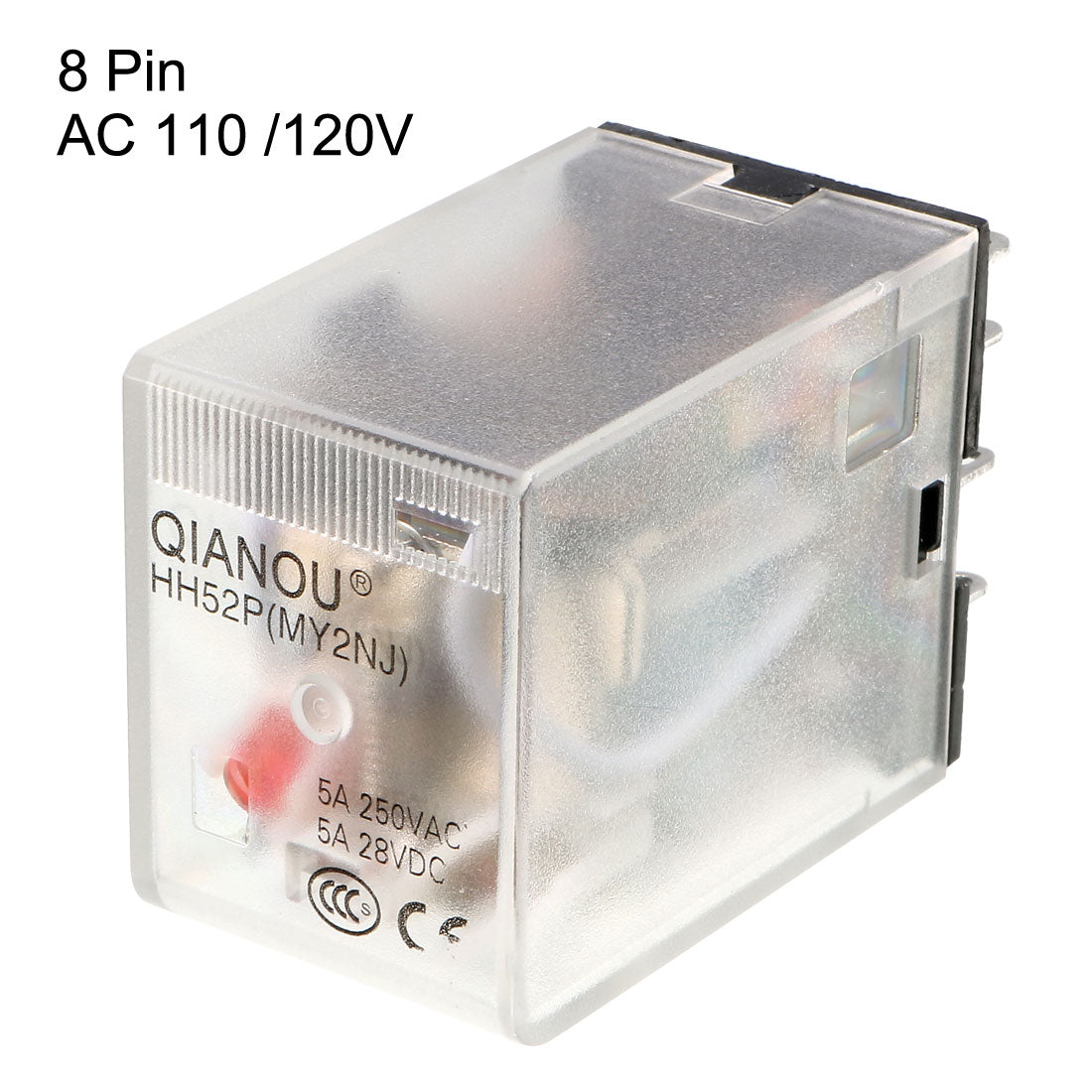 uxcell Uxcell AC 110 /120V Coil Red Indicator Light 8 Pin DPDT Electromagnetic General Purpose Power Relay