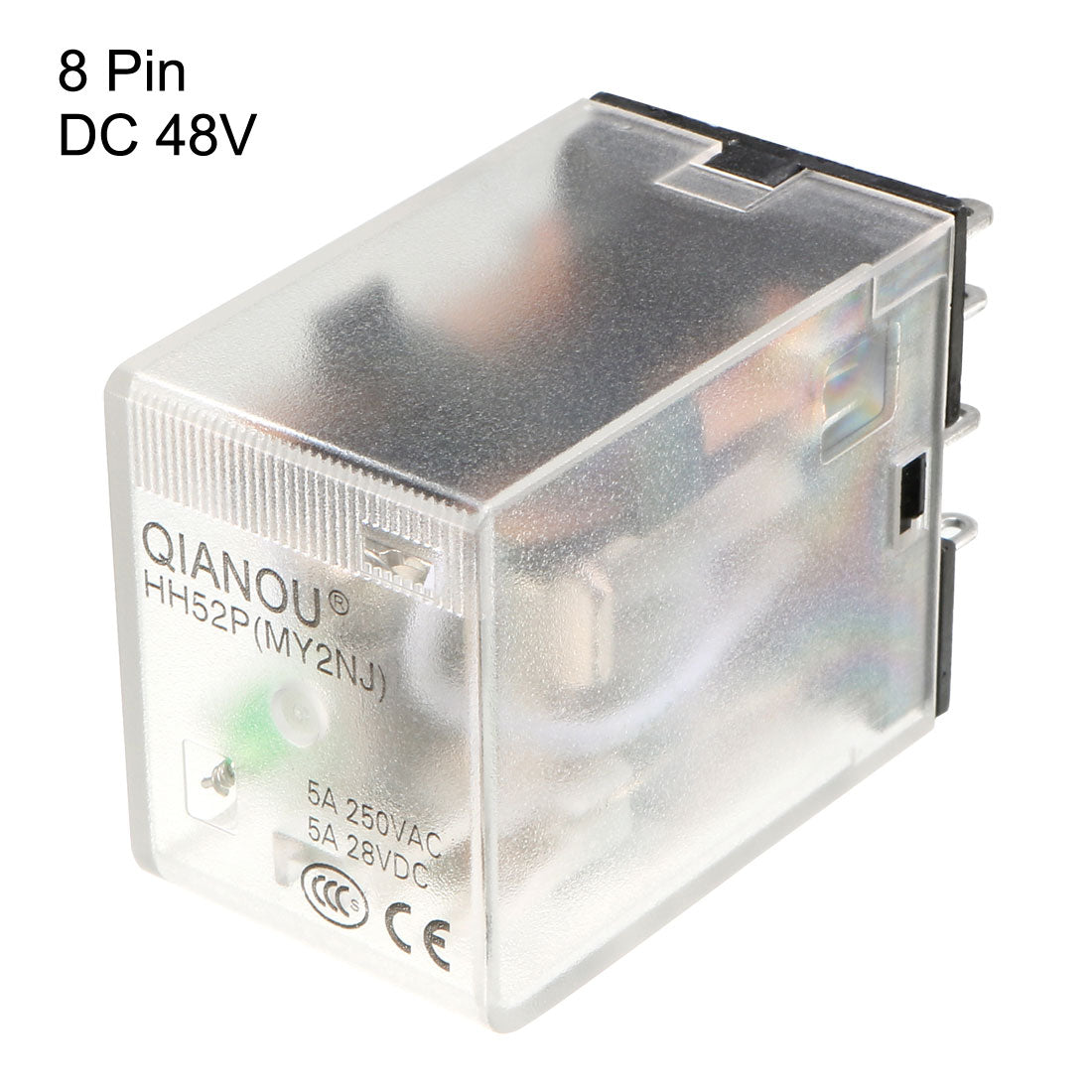 uxcell Uxcell DC 48V Coil Green Indicator Light 8 Pin DPDT Electromagnetic General Purpose Power Relay