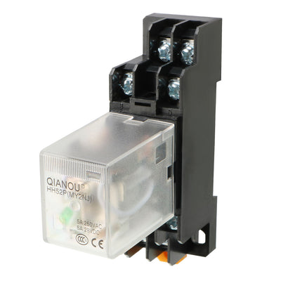 Harfington Uxcell DC12V Coil Green Indicator Light 8 Pin DPDT Electromagnetic General Purpose Power Relay + Socket Base