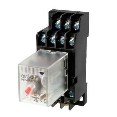 Harfington Uxcell AC24V Coil Red Indicator Light 14 Pin 4P4T Electromagnetic General Purpose Power Relay + Socket Base