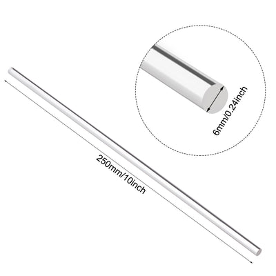 Harfington Uxcell 6mmx250mm Clear Solid Acrylic Round Rod PMMA Bar 4pcs