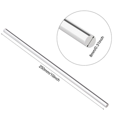 Harfington Uxcell 8mmx250mm Clear Solid Acrylic Round Rod PMMA Bar 2pcs